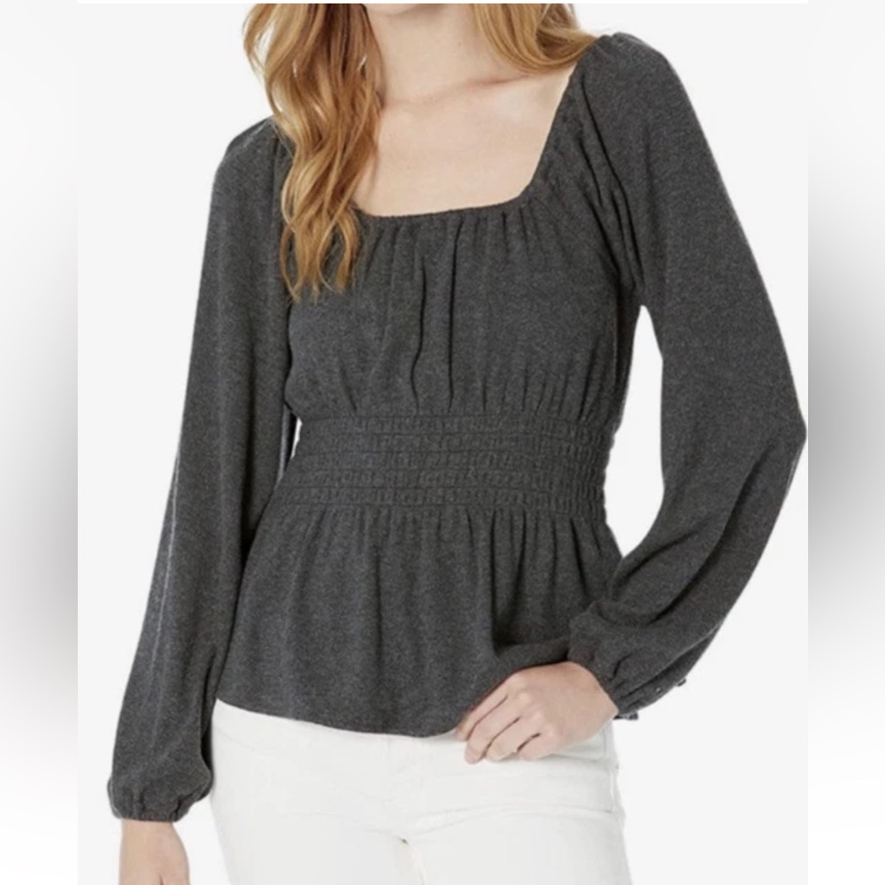 Madewell Charcoal Long Sleeve peasant Blouse